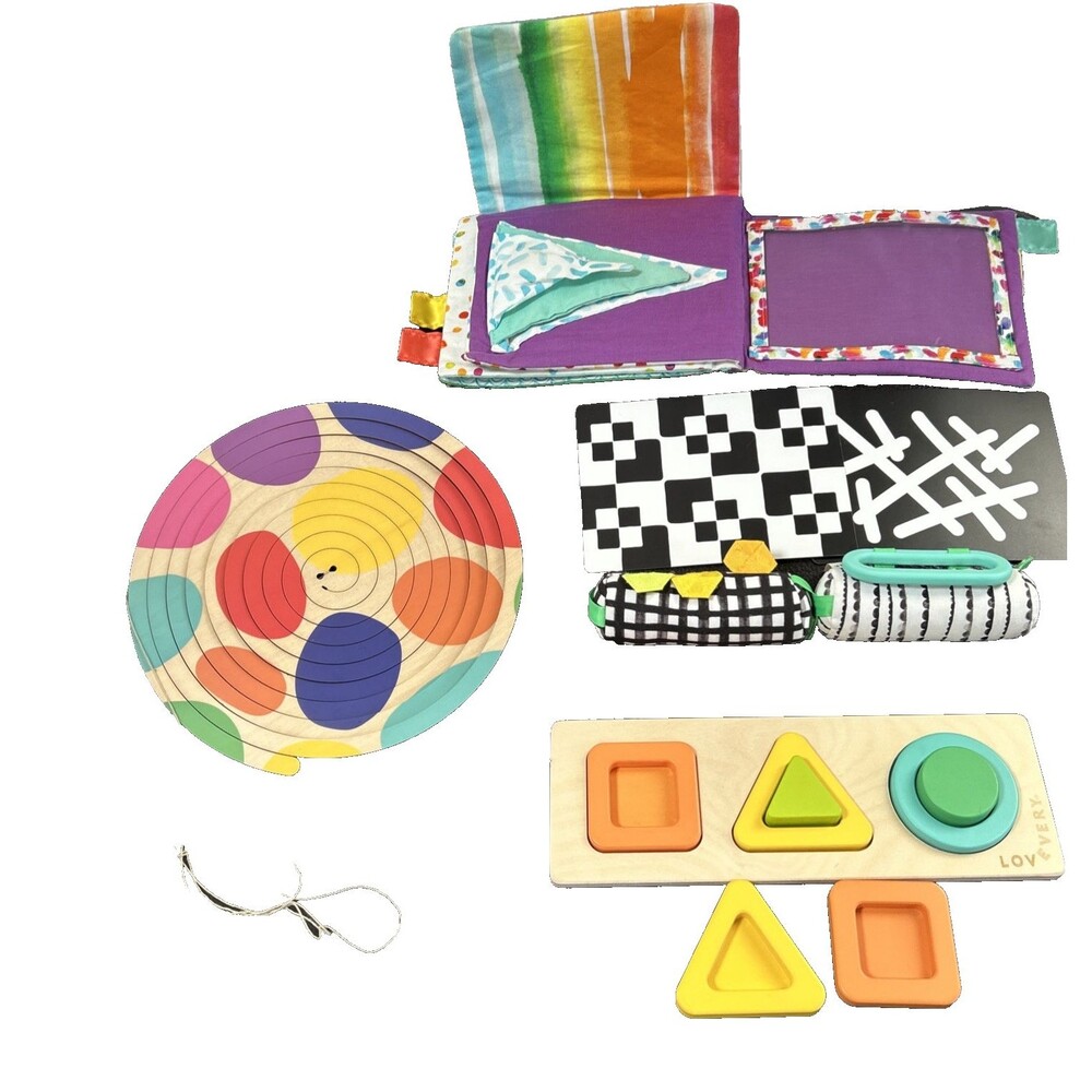 Lovevery Mixed Montessori Toy Lot Wooden Hanging Mobile Activity Book Puzzle